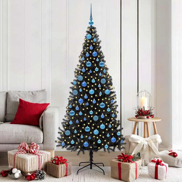 vidaXL Albero di Natale con 300 LED con supporto Nero 180 cm PVC