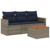 vidaXL Set Divani da Giardino 4 pz con Cuscini Grigio in Polyrattan