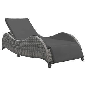 vidaXL Lettino Prendisole con Cuscino in Polyrattan Antracite