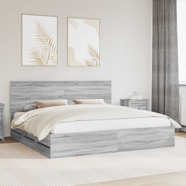 vidaXL Struttura del letto con cassetto Grigio Sonoma 200 x 200 cm