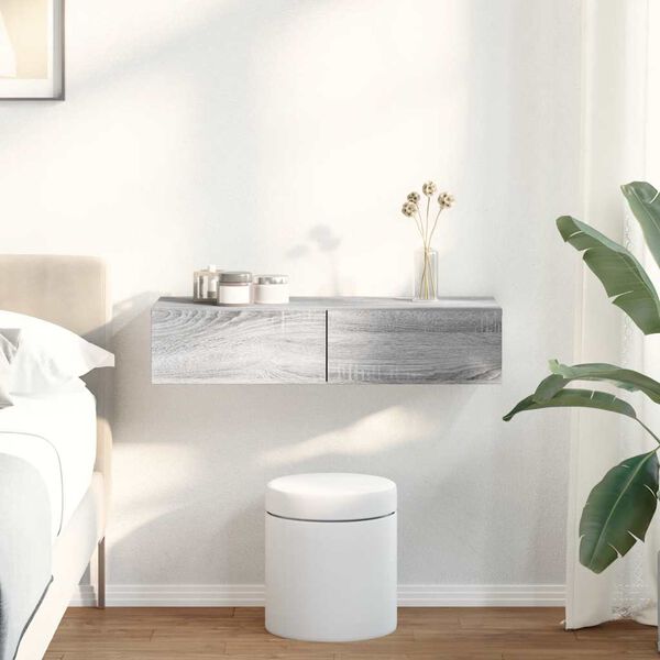 vidaXL Scaffale a Parete con Cassetti Grigio 80x33x17 cm in Truciolato