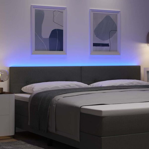 vidaXL Testiera LED con testiera Grigio scuro 200 cm Poliestere