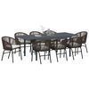 vidaXL Set da Pranzo per Giardino 9 pcs Marrone polyrattan