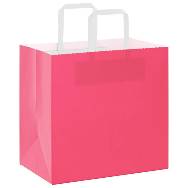 vidaXL Sacchetti di Carta 50 pz con Manici Rosa 26x17x25 cm