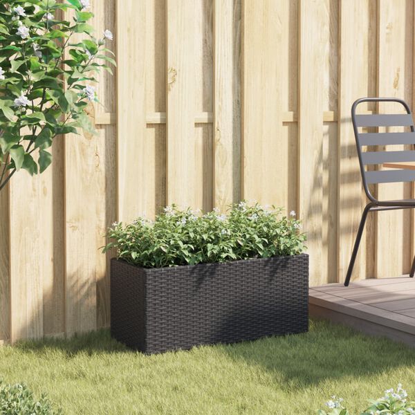 vidaXL Fioriera da Giardino con 2 Vasi Nera 72x30x32 cm in Polyrattan