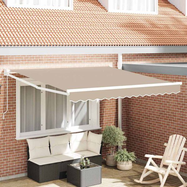 vidaXL Tenda Retrattile Beige 350 x 250 cm Poliestere e Alluminio