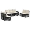 vidaXL Set Divano da Giardino 7 pz Nero e Bianco Crema polyrattan