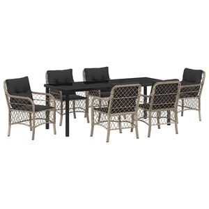 vidaXL Set da Pranzo per Giardino 7 pcs Grigio chiaro polyrattan
