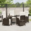 vidaXL Set da Pranzo per Giardino con cuscino 5 pcs Marrone polyrattan