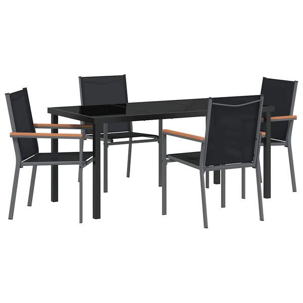 vidaXL Set da Pranzo per Giardino 5 pcs Nero