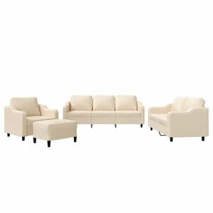 vidaXL Set di Divani 4 pz con Cuscini Crema in Tessuto