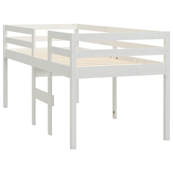 vidaXL Letto a Soppalco Bianco 75x190 cm in Legno Massello di Pino