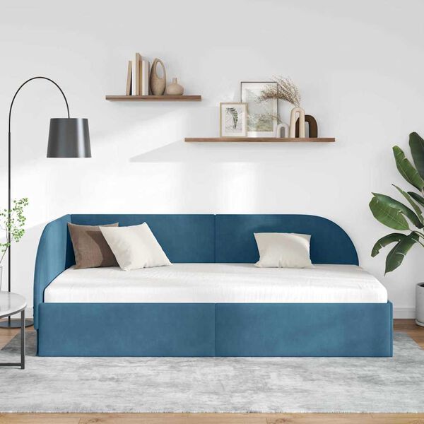 vidaXL Cornice del letto ad angolo Blu 80 cm x 200 cm Velluto