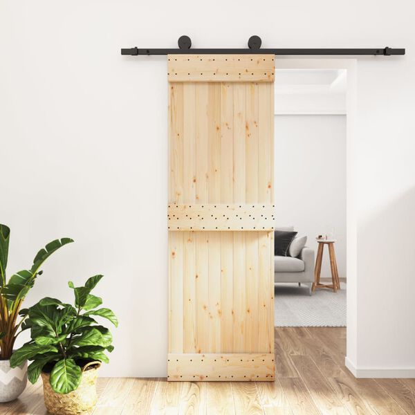vidaXL Porta Scorrevole con Set Hardware 70x210 cm Legno Massello Pino