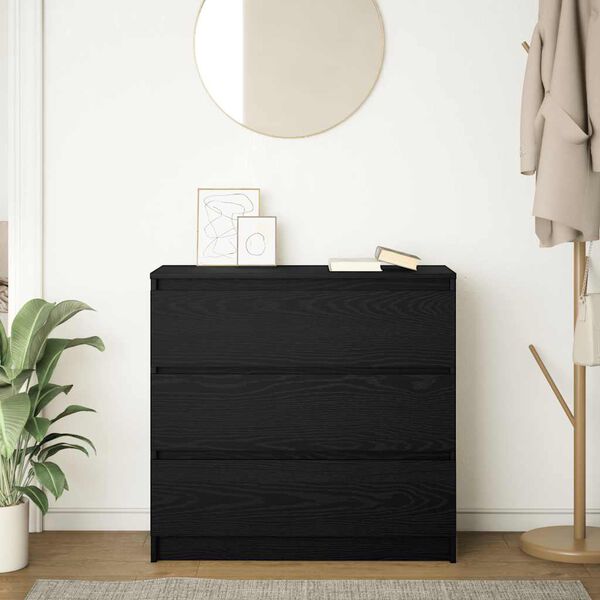 vidaXL Credenza Rovere Nero 80x35x76 cm in Legno Multistrato