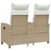 vidaXL Panchina reclinabile con tavolo Beige e Bianco Crema polyrattan