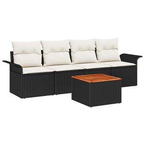 vidaXL Set Divano da Giardino 5 pcs Nero e Crema polyrattan