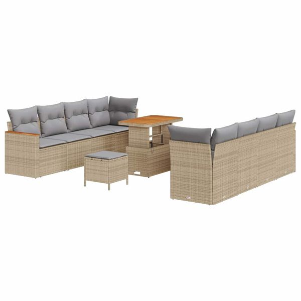 vidaXL Set Divano da Giardino 11 pcs Beige polyrattan