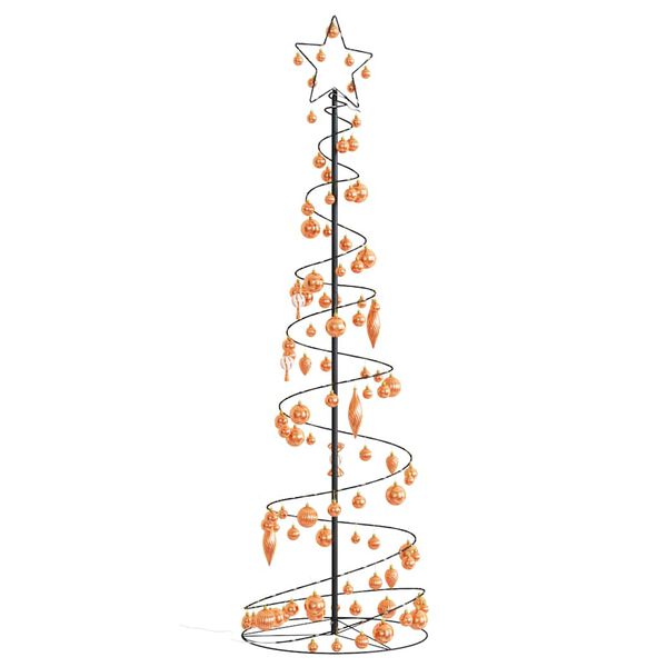 vidaXL Albero di Natale a LED con Palline 120 LED Bianco Caldo 180 cm