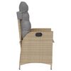 vidaXL Sedia Reclinabile Giardino con Cuscini Beige Misto Polyrattan