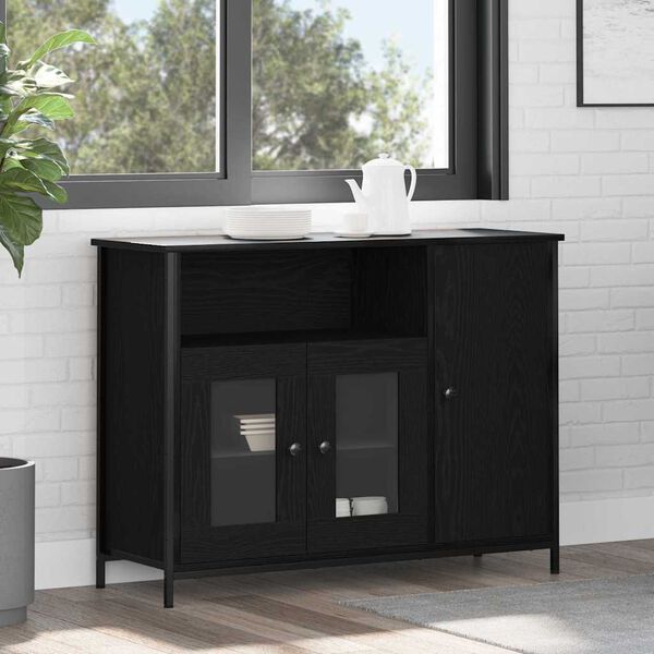 vidaXL Credenza Rovere Nero 100 x 35 x 75 cm
