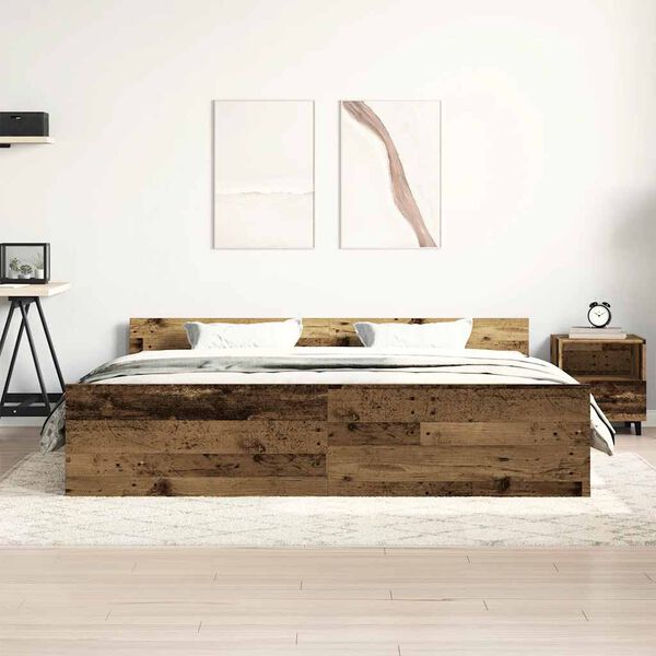 vidaXL Giroletto senza Materasso Legno Antico 160x200 cm in Truciolato
