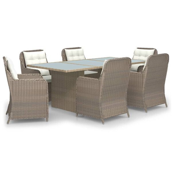 vidaXL Set da Pranzo da Giardino 7 pz in Polyrattan Marrone