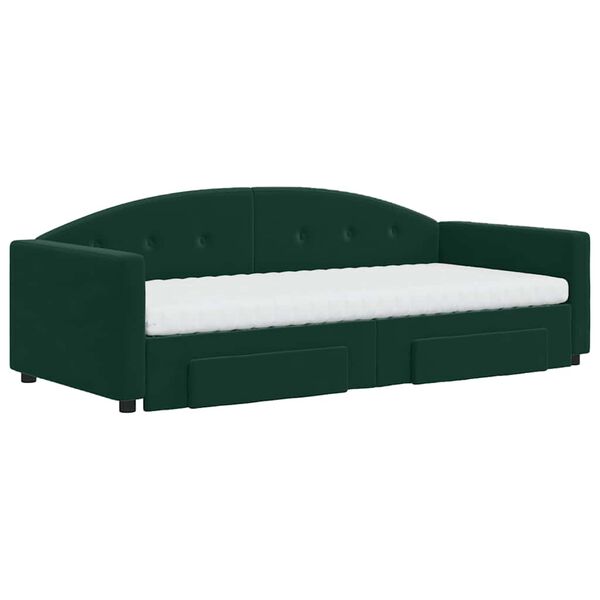 vidaXL Divano Letto Estraibile Cassetti Verde Scuro 90x200cm Velluto