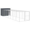 vidaXL Casetta Cani con Corsa Antracite 214x865x181 cm Acciaio Zincato