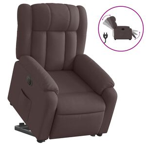 vidaXL Poltrona Alzapersona Reclinante Elettrica Marrone Scuro Tessuto