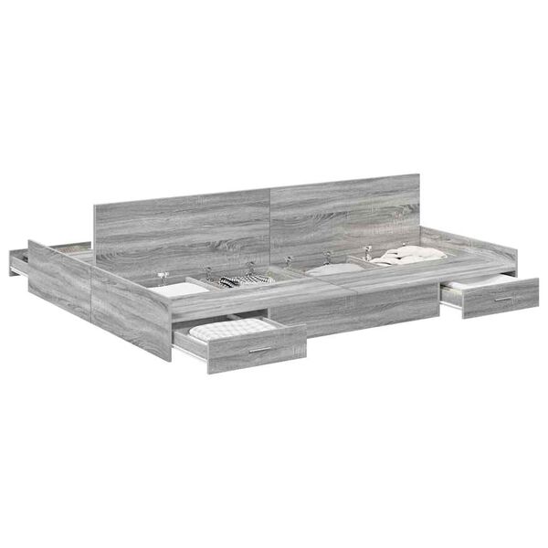 vidaXL Struttura letto con contenitore Grigio Sonoma 150 x 200 cm