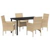 vidaXL Set da Pranzo per Giardino con cuscino 5 pcs Beige polyrattan