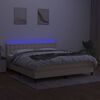 vidaXL Letto a Molle con Materasso e LED Crema 160x200 cm in Tessuto