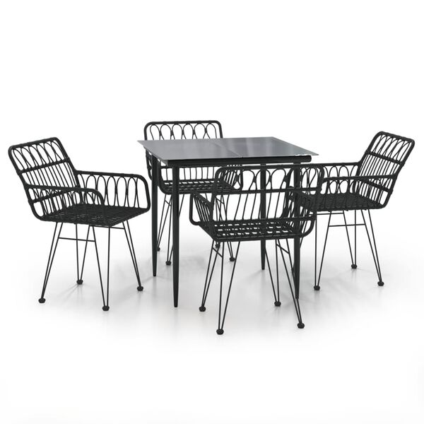 vidaXL Set da Pranzo da Giardino 5 pz Nero in Polyrattan