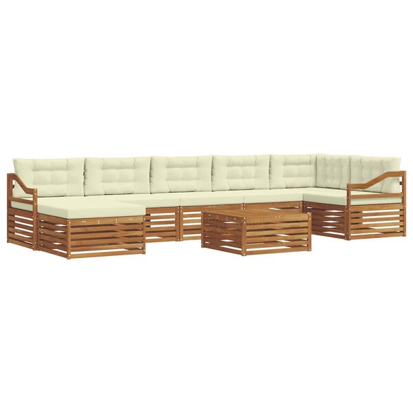 vidaXL Set divani 8 pcs Naturale e Crema Legno di Acacia Massello