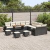 vidaXL Set Divano da Giardino con cuscino 14 pcs Nero polyrattan