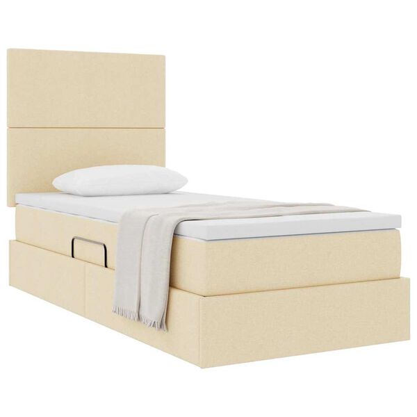 vidaXL Letto con contenitore e materasso Crema 100 x 200 cm Poliestere