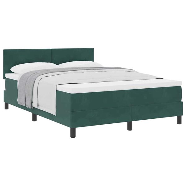 vidaXL Letto a Molle con Materasso Verde Scuro 140 x 200 cm Tessuto
