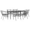 vidaXL Set Pranzo da Giardino 7 pz Nero Polyrattan Vetro