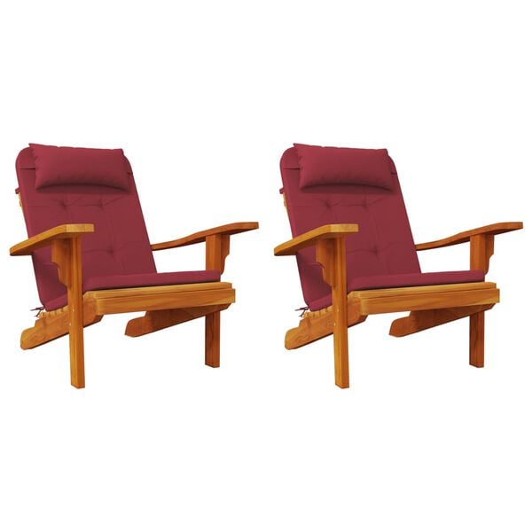 vidaXL Cuscini per Sedia Adirondack 2 pz Rosso Vino in Tessuto Oxford