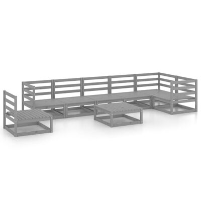 vidaXL Set Divani da Giardino 8 pz Grigio in Legno Massello di Pino