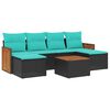 vidaXL Set Divani da Giardino 7 pz con Cuscini Nero in Polyrattan