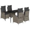 vidaXL Set da Pranzo da Giardino 5 pz con Cuscini in Polyrattan Grigio