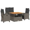 vidaXL Set da Pranzo da Giardino 4 pz con Cuscini in Polyrattan Grigio