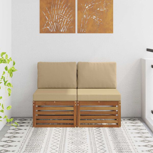 vidaXL 2 Pezzo Divano centrale per esterno Legno di Acacia Massello