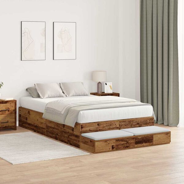 vidaXL Struttura letto con contenitore Legno vecchio 120 cm