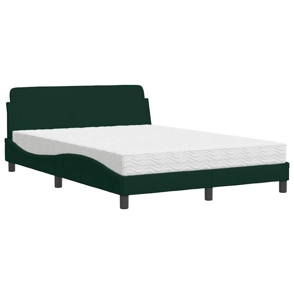 vidaXL Letto con Materasso Dover Verde Scuro 120x200 cm in Velluto