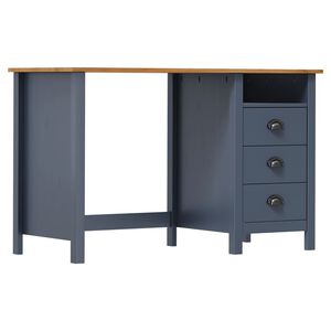 vidaXL Scrivania Hill 3 Cassetti Grigia 120x50x74 cm Massello di Pino