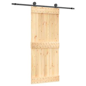 vidaXL Porta scorrevole Naturale e Nero 85 x 210 cm