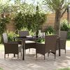 vidaXL Set da Pranzo per Giardino con cuscino 5 pcs Marrone polyrattan